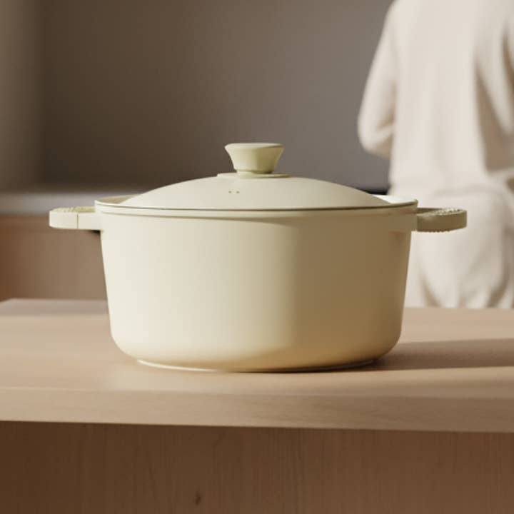 Pure Dutch oven 24cm in recycled aluminum cast cream for wholesale by Menastyl