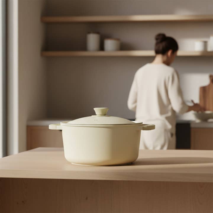 Casseruola pura 24cm in alluminio riciclato crema per la vendita all'ingrosso da parte di Menastyl