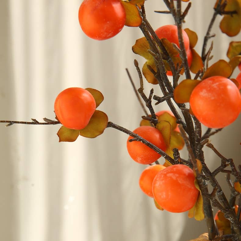ACNITE(We cover U.S. import duties) - Wholesale Artificial Flowers - Artificial Orange persimmon fruits branches fall home decor6