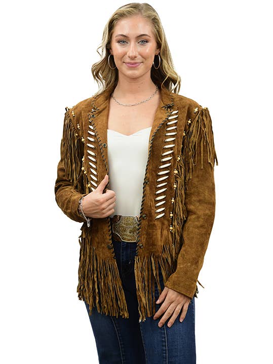 9713 Beaded Suede Jacket for wholesale by Liberty Wear Apparel