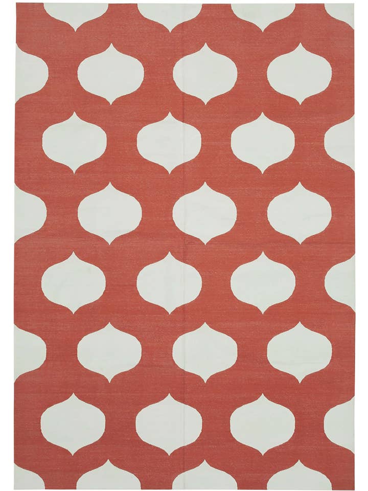 Alfombra Dhurrie Roja 6x9 - 32933 para venta al por mayor de RUG N CARPET