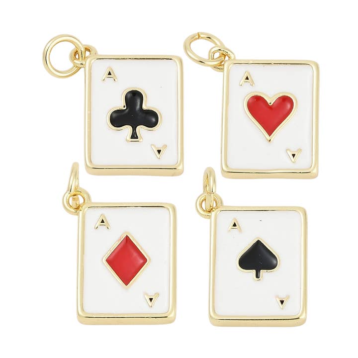 Pendentif Carte à Jouer en Laiton Plaqué Or 18k pour la vente par Love, Paige Designs
