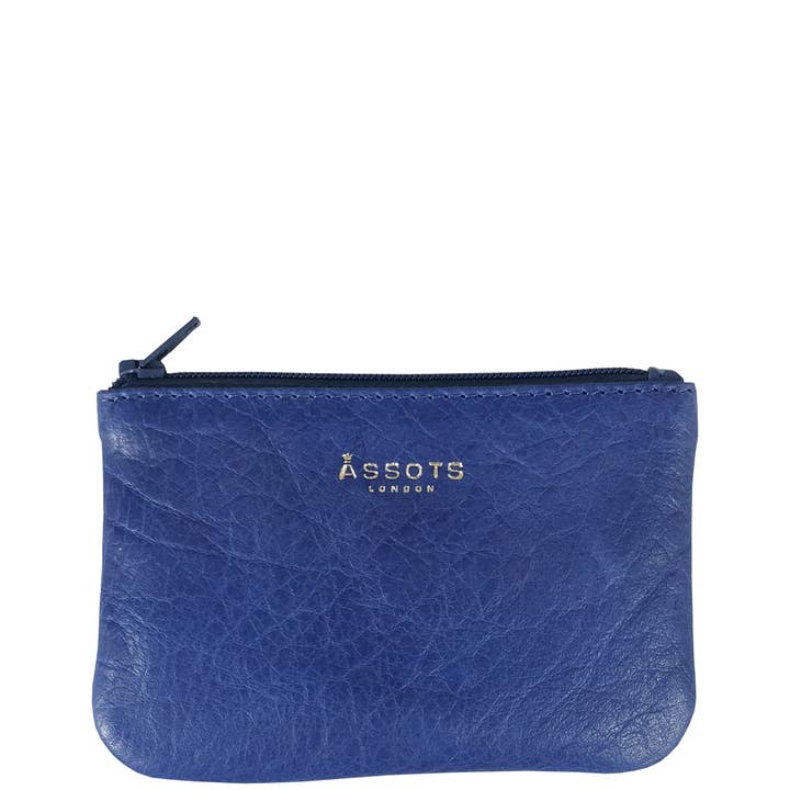 Assots London – wholesale Coin purse – Women’s – 'Poppy' Blue Iris Full Grain Leather Zip Top Coin Purse2