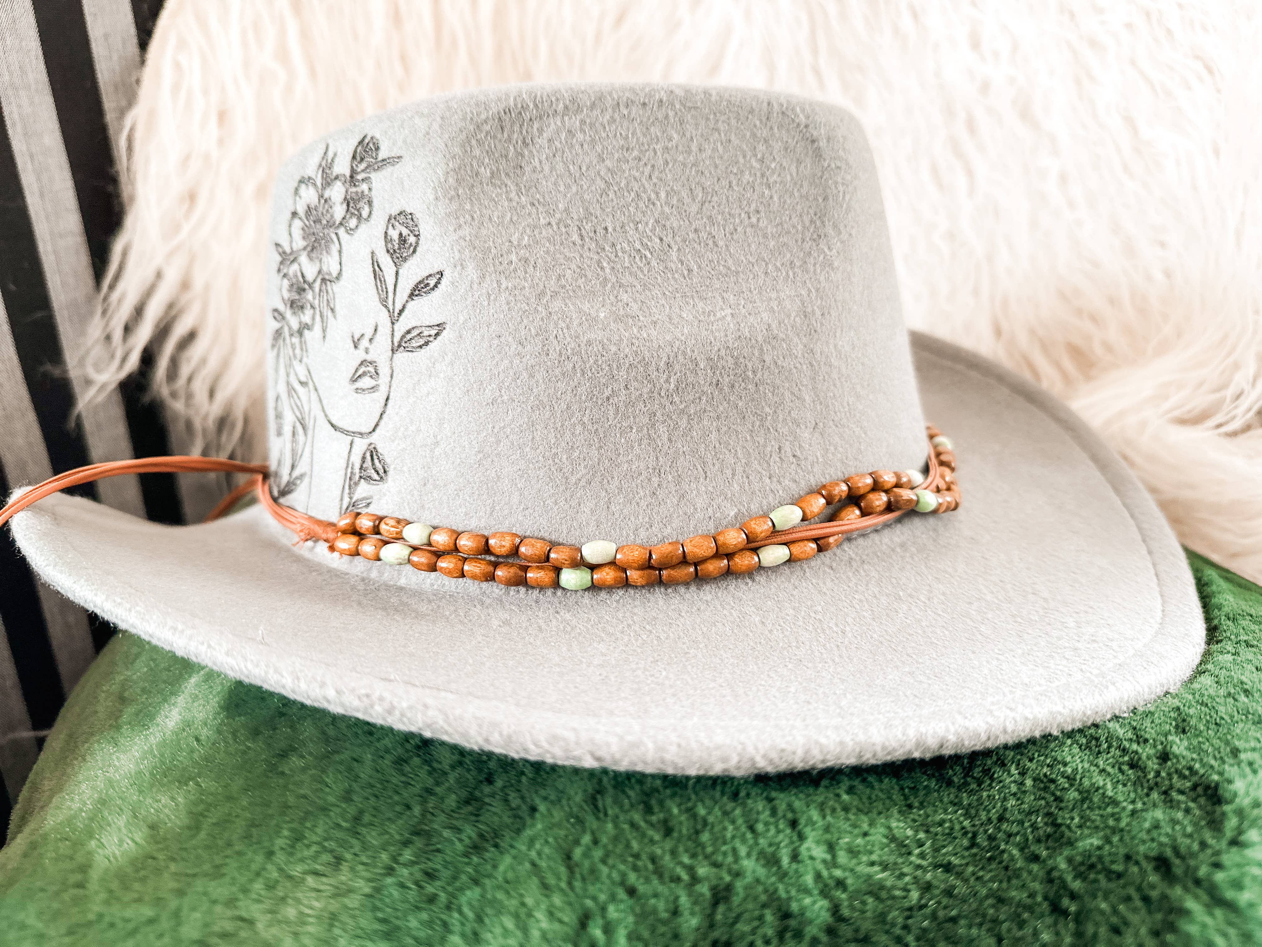 Wild Indigo - Wholesale Hat Accessory - Women's - Wood & Jade Hat Band | Hat Accessory| Hat Band Replacement4