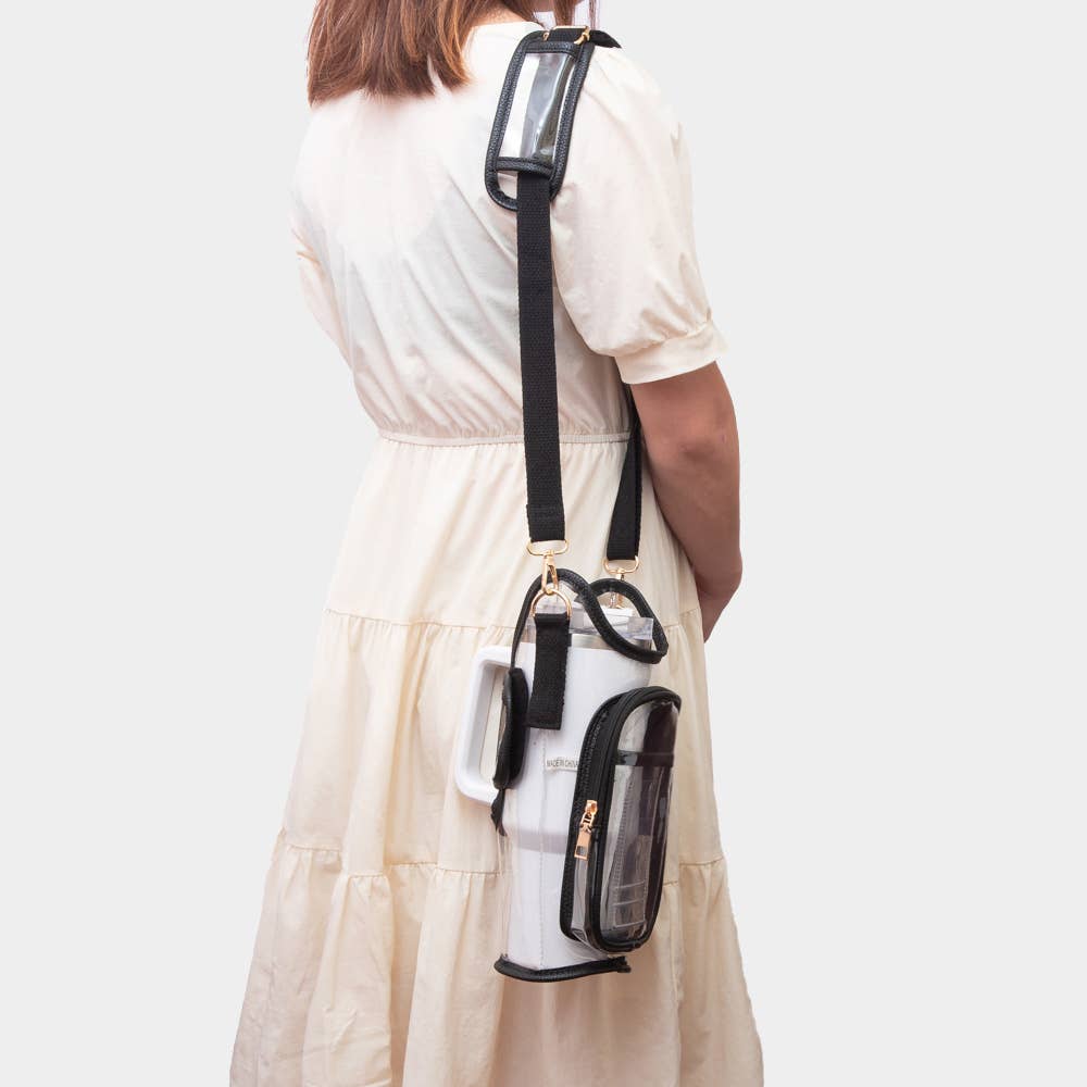Sensibling Corp. - Vente Sac à bandoulière – femme - Sac bandoulière porte-gobelet transparent15