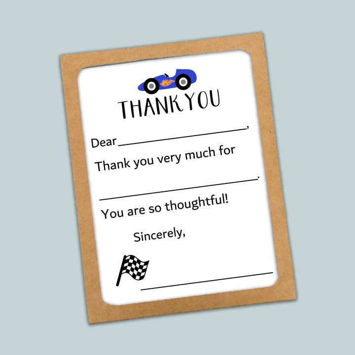 Race Car - Fill-in Thank You Cards for wholesale by The Note House