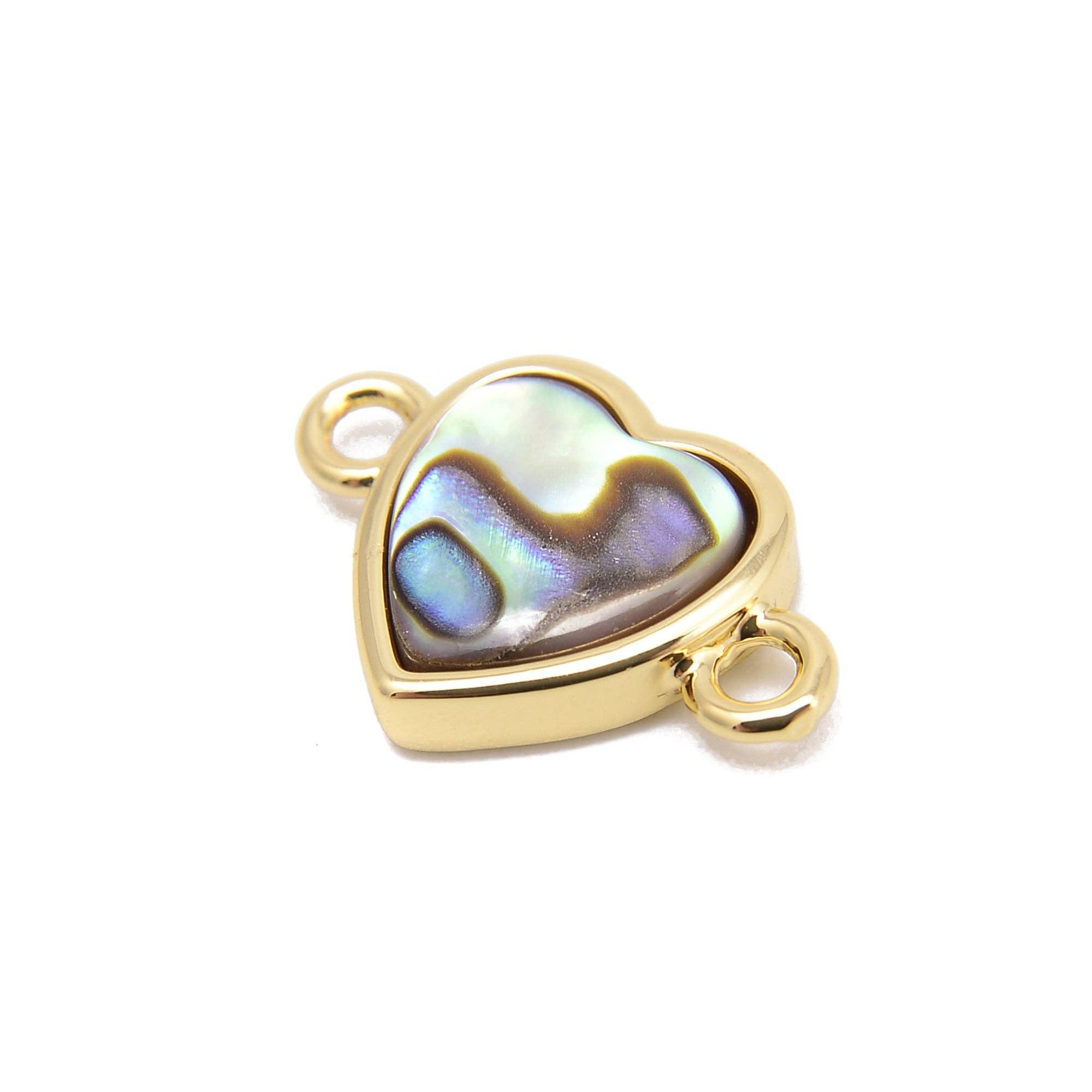 CRCBEADS – wholesale Individual charm/pendant – Gemstone Faceted Heart Shape Gold Edge Connector Pendant Charm Size 11x11mm2