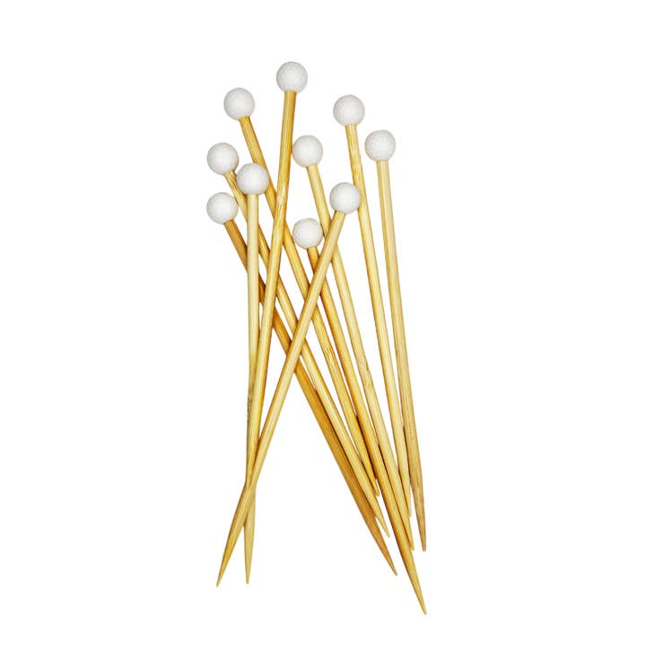 Golf Ball Cocktail Picks (20-Pack) for wholesale by Racquet Inc