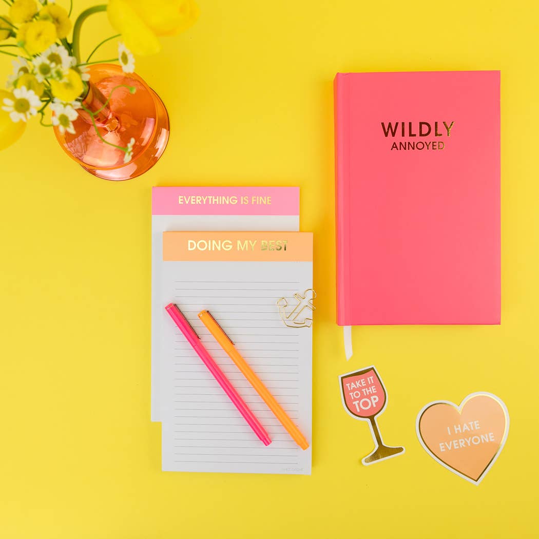 Chez Gagné - Wholesale Notepad - Everything Is Fine - Lined Notepad - Pink - 65 perforated pages - 5x8 4