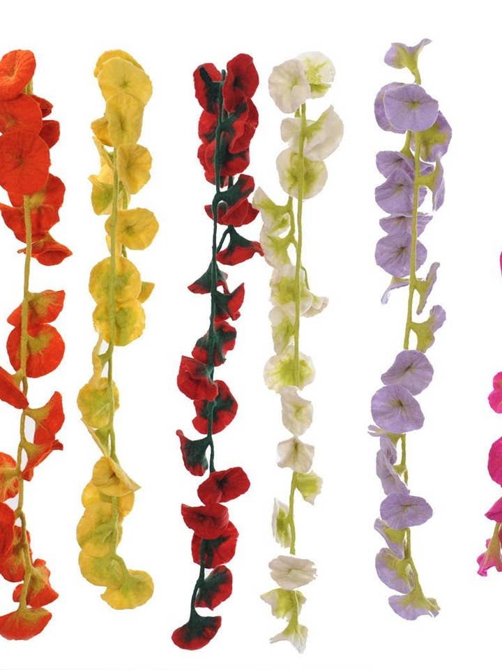 Handmade Felt 19 Flower Garland Bunting Scarf Decoration for wholesale by Funky Yak Ltd