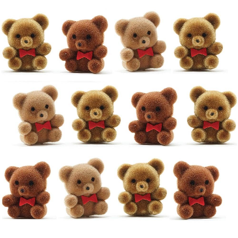 Factory Direct Craft – wholesale Decorative tabletop object – 1" Miniature Brown Flocked Teddy Bears (Bag of 3)4