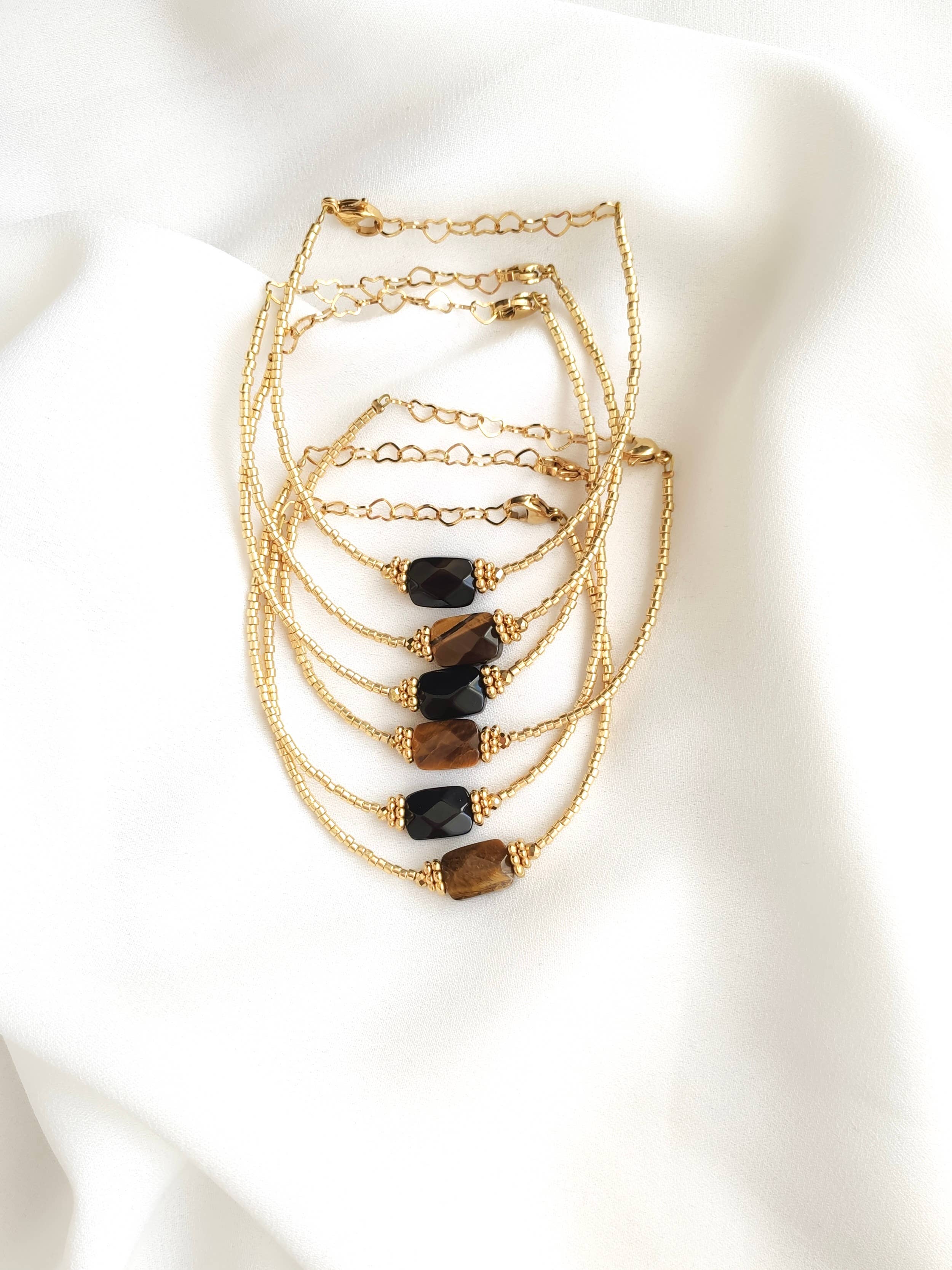 L'Atelier d'Artémis - Venta al por mayor Pulsera de cuentas - Pulsera OLYMPE con cuentas Miyuki chapadas en oro y piedras naturales3