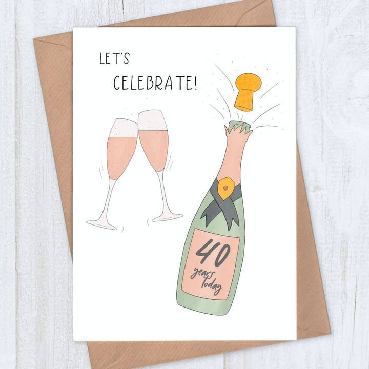 Champagne Celebrate Milestone Card for wholesale by Lou Longworth