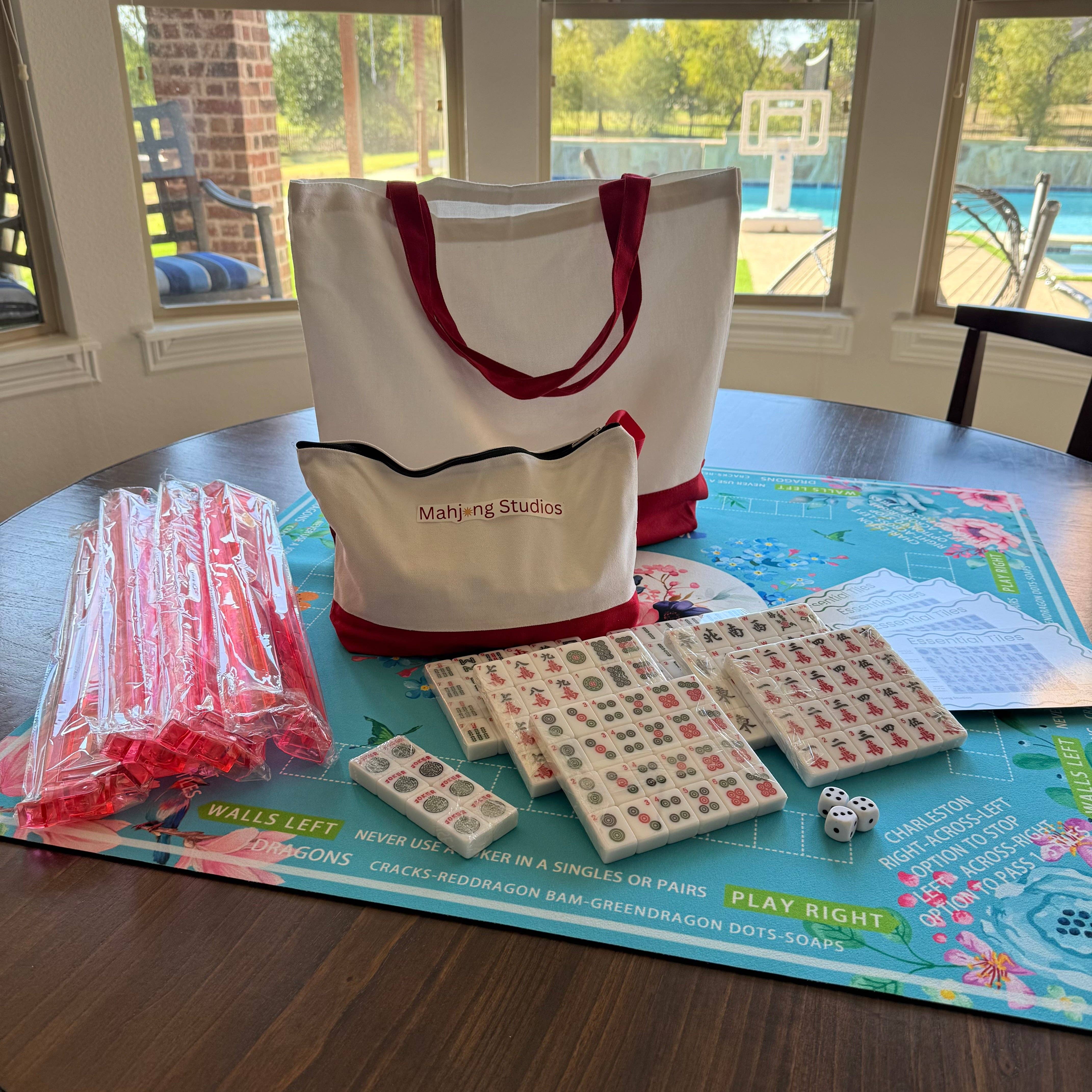 Mahjong Studios - Wholesale Board Game - All In One - Mahjong Tile Set + Bag - American Mahjong Set 152 Tiles0