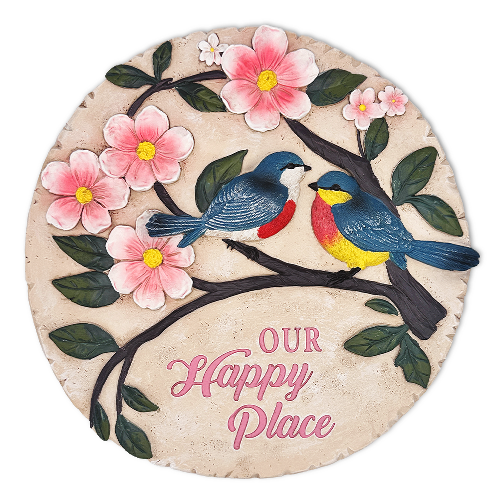 OrnamentallyYou – Großhandel Trittstein – Blühende Singvögel Positivität Trittstein, 24 cm Glücksgartendekoration und Unterstützungs-Geschenk6