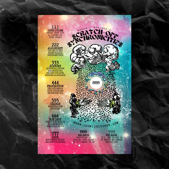 Carte de Fortune NUMÉRO D'ANGE | Carte Postale de Chance Divination 111 777 pour la vente par Cosmic Butcher