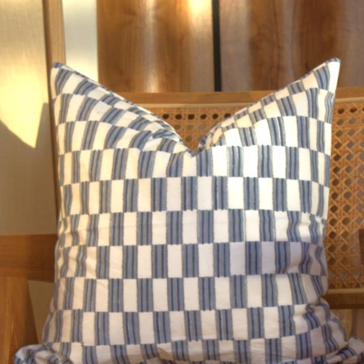Kozify Decor Inc - Wholesale Throw Pillow Cover - Blue Blockprint Pillow Cover