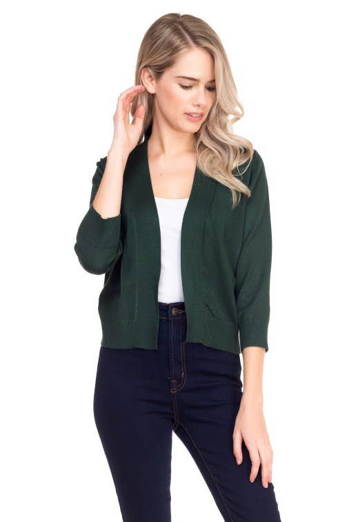 Newself Collection - Vente Cardigan – femme - Cardigan basique manches 3/4 ouvert devant léger11