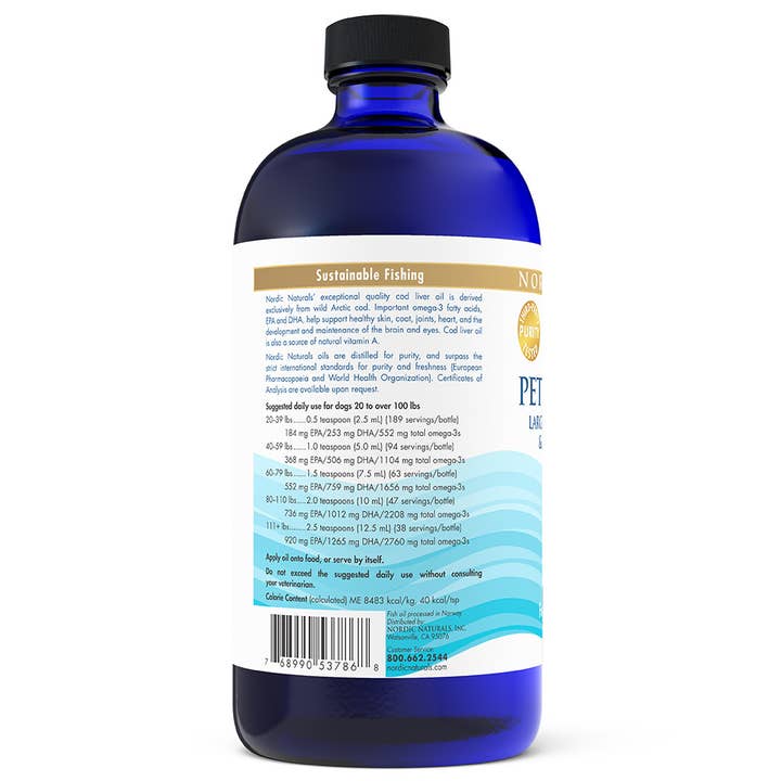 Nordic Naturals - Wholesale Pet Supplement - Dog - Pet Cod Liver Oil Supplement - Unflavored • 16 Oz