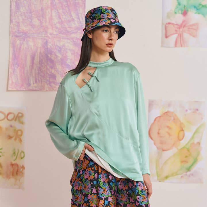 FRIDA X LOST PATTERN "Frida's Garden" Jacquard Reversible Bucket Hat - Black for wholesale on Faire