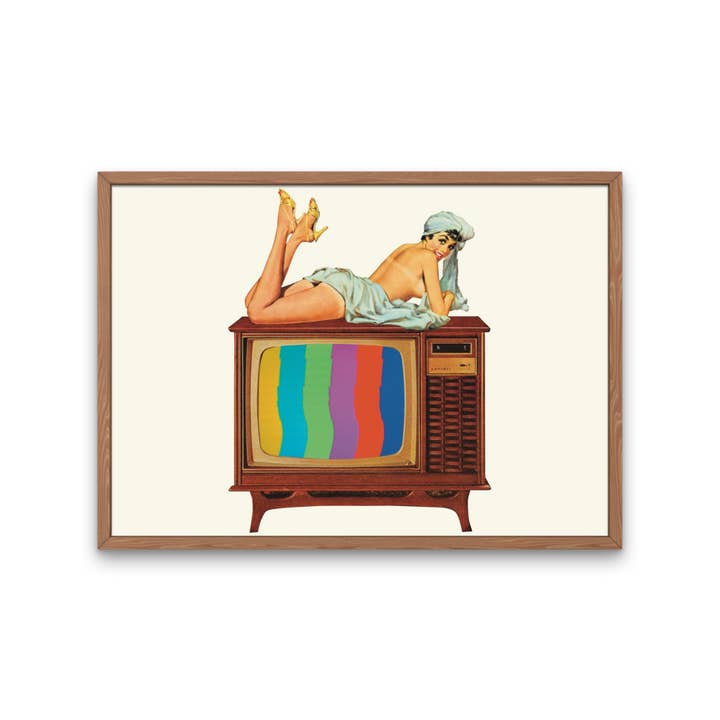 Retro TV Collage, Vintage Pinup Art, Kitschy Decor, Surreal for wholesale by Lady Kady Art