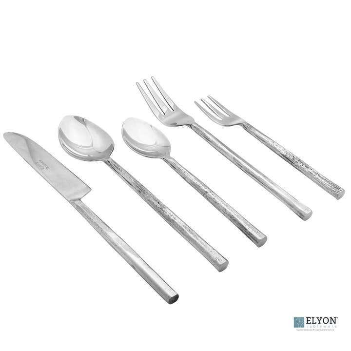 Ensemble de 20 couverts en argent forgé à la main avec miroir Elyon Sardar pour la vente par Elyon Tableware®
