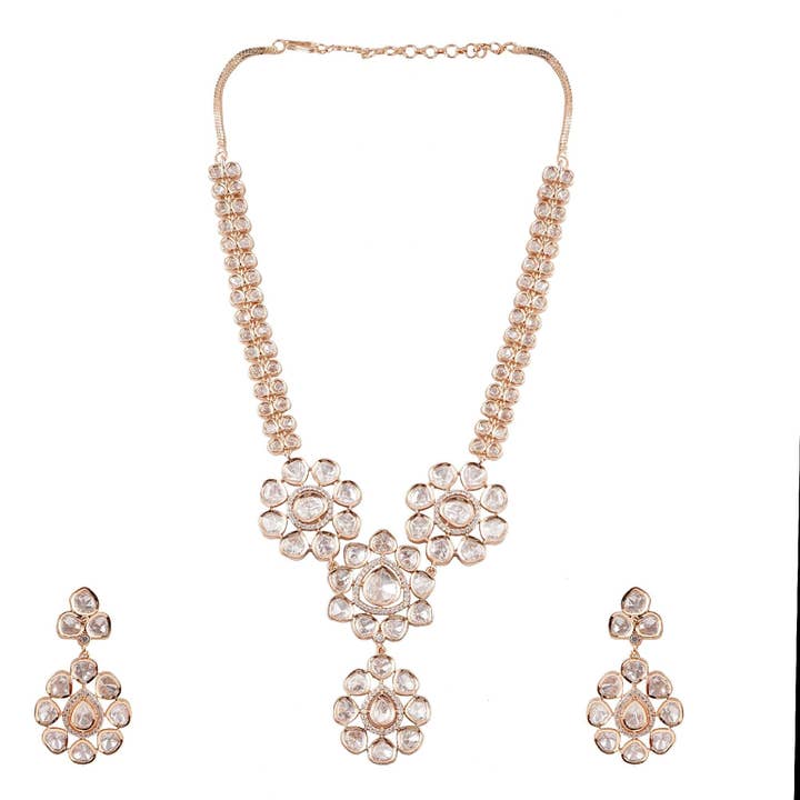 Kundan Blossom Necklace Set for wholesale by Vinnis Jewelry