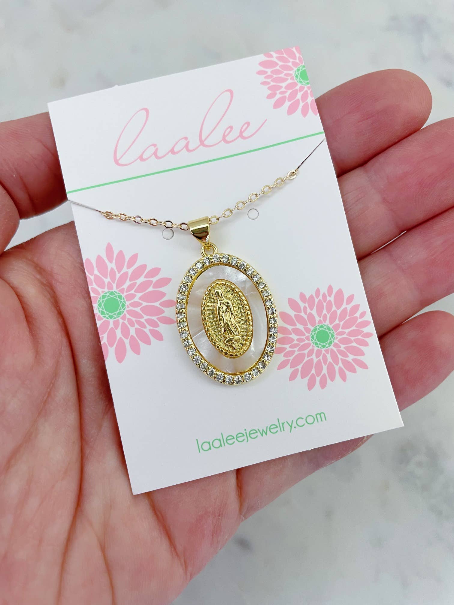 Laalee Jewelry – Großhandel Kette mit Anhänger/Charm – Cream Mary Jewelry, Halskette mit Anhänger, religiöser Goldschmuck3