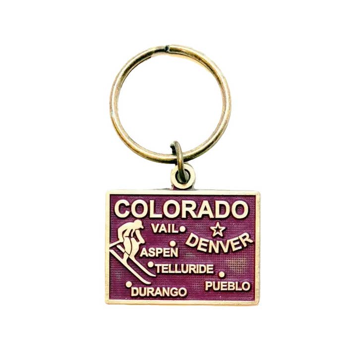 Gleeful Peacock - Wholesale Keychain - Unisex - Colorado Vintage State Map Keychain2