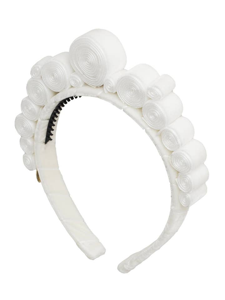 Spiral Headband - White Velvet for wholesale by Project 6 NY Kids