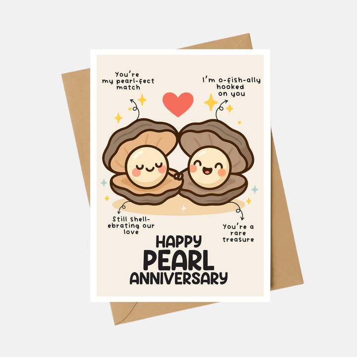 Anniversary Card - Pearl Anniversary card - A6 for wholesale by The Playful Press