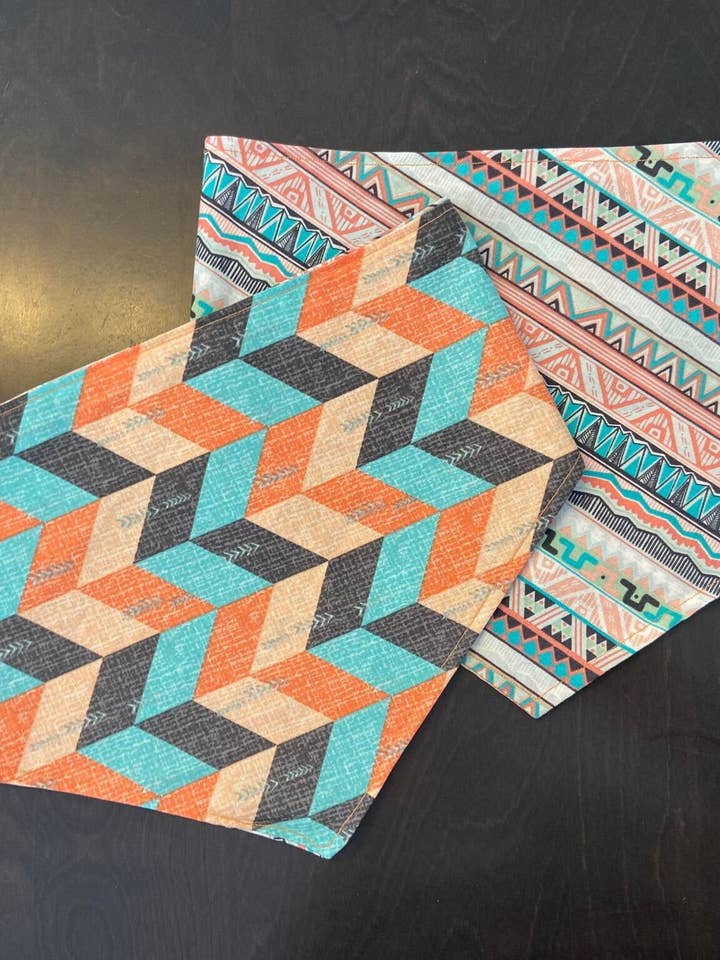 Aztec Reversible Pet Bandana with Plastic Snap Buttons for wholesale by Bleu Malice
