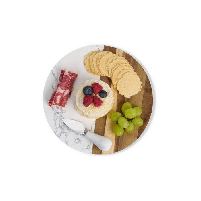 HIC - Harold Import Co. - Wholesale Kitchen Tool/Gadget - Maison Du Fromage Round Cultured Marble & Wood Cheese Board4
