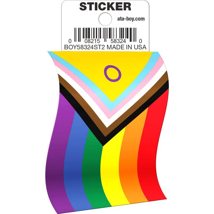 Progress Pride Flag Die Cut Sticker for wholesale by Ata-Boy