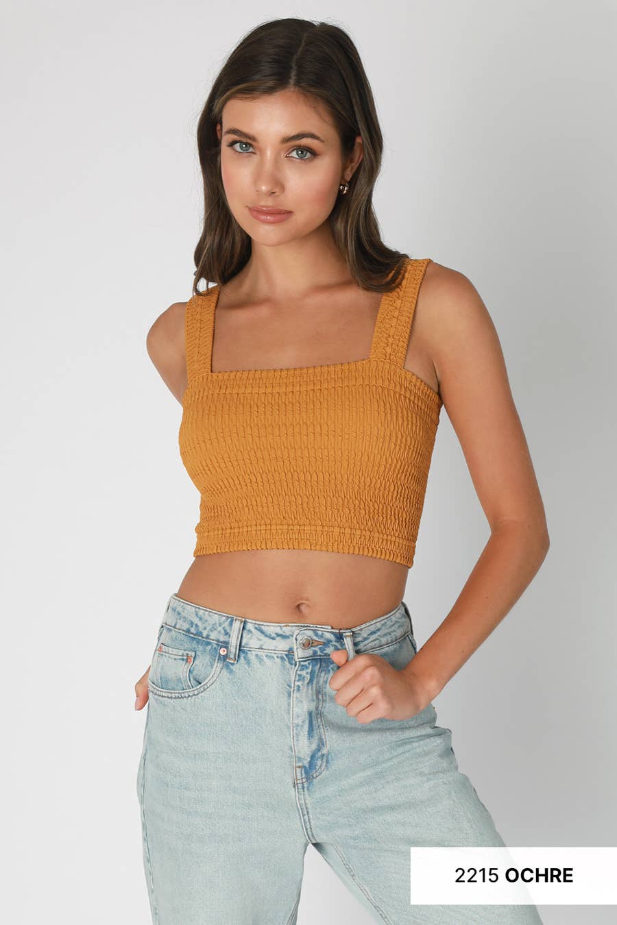 NIKIBIKI - Wholesale Knit Top - Women's - NS8255 - Shirred Square Neck Crop Top15