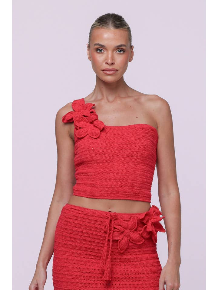 Isabelle Quinn - Wholesale Knit Top - Women's - Lily Crochet Top Red