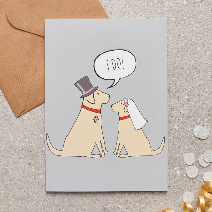 Biglietto di matrimonio - Labrador giallo per la vendita all'ingrosso da parte di Sweet William Designs