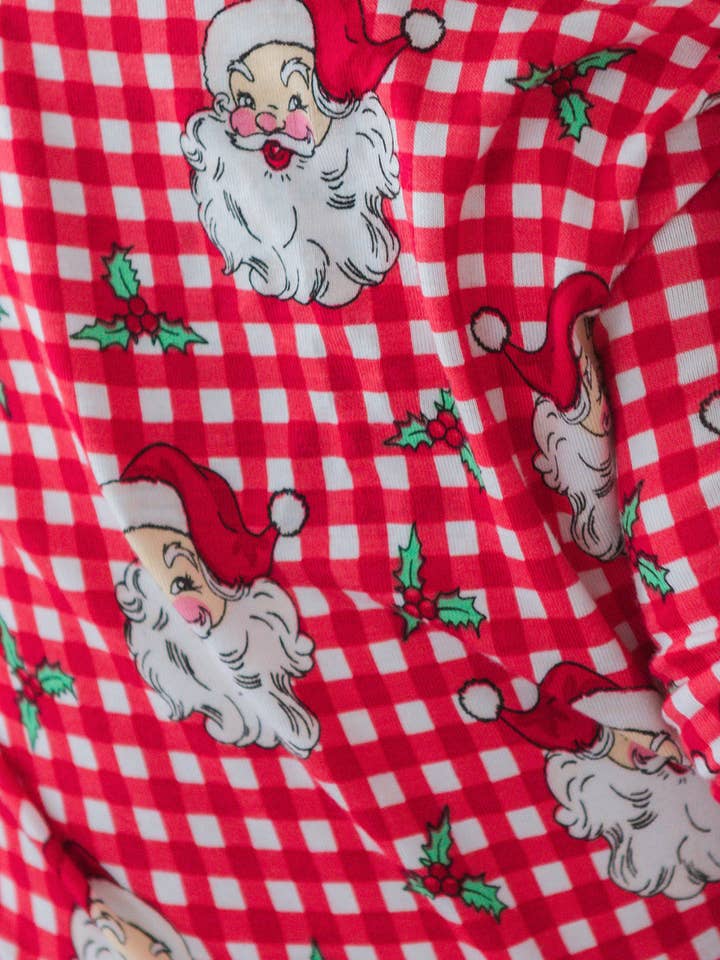 Rouge Pyjama une pièce à volants convertible SoftSnooze™ en viscose de bambou pour bébé fille Rouge Cher Père Noël en vente sur Faire8