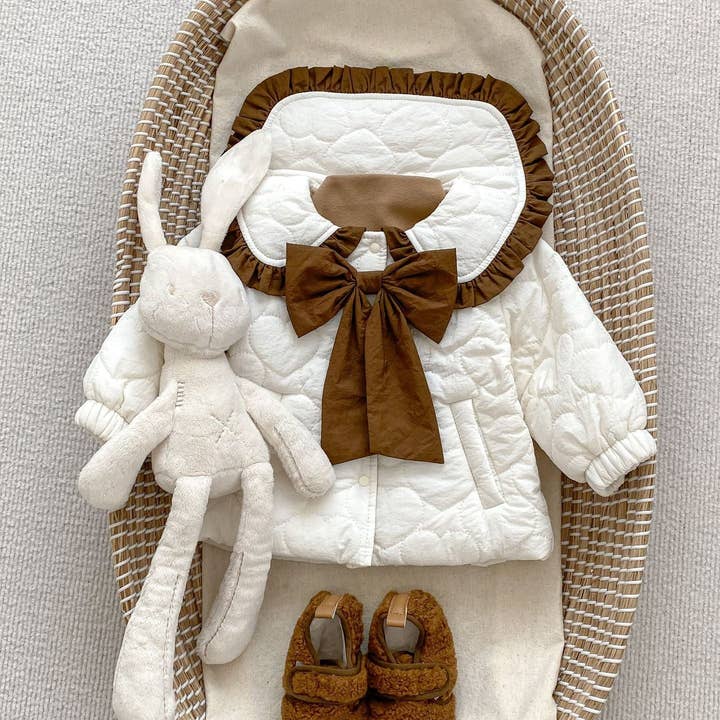 Chaqueta de punto con diseño de pajarita para niña, de manga larga y gruesa. para venta al por mayor de MyKids-USA®