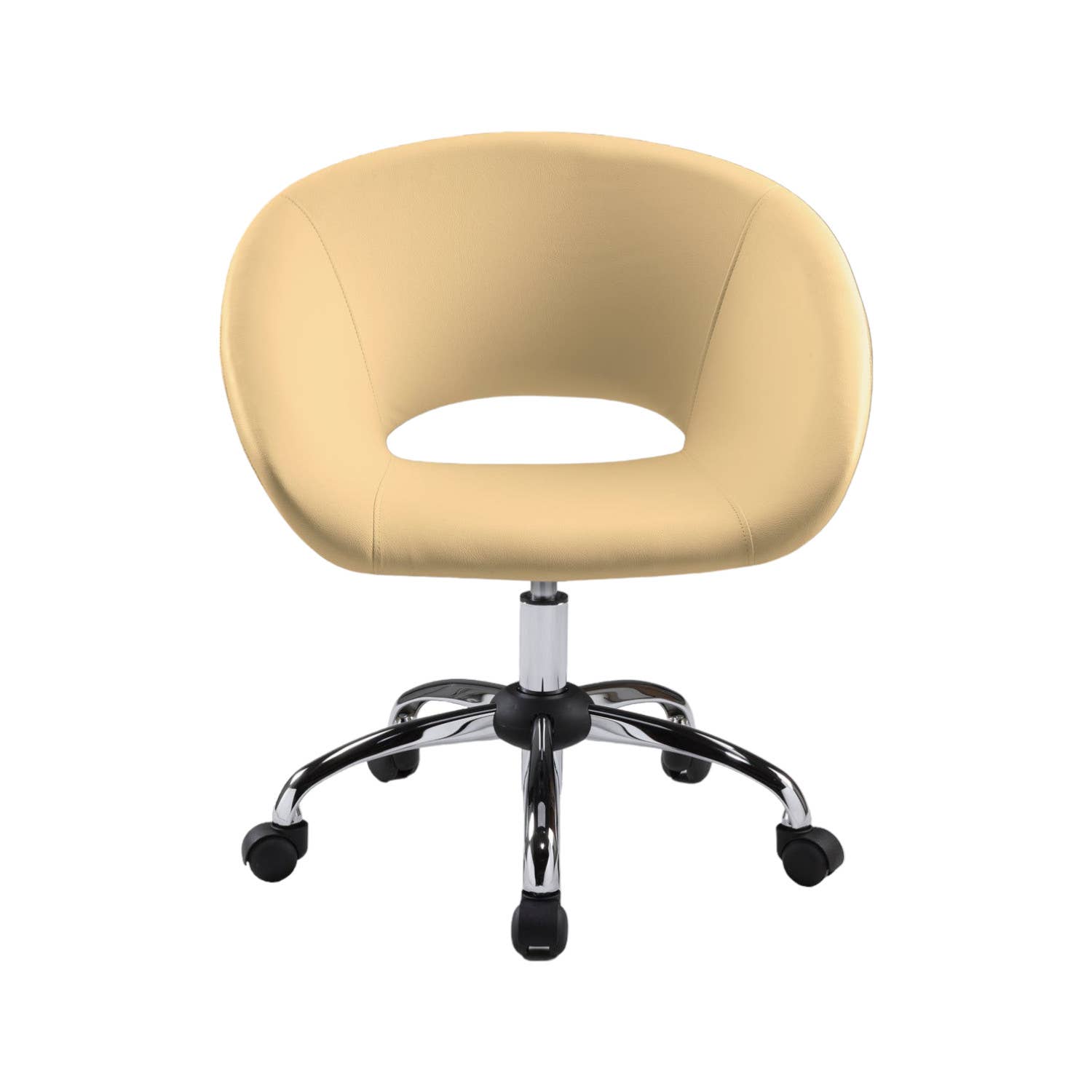 HomeRoots – wholesale Chair – Beige and Silver Faux Leather Adjustable Height Swivel Rolling Office Chair