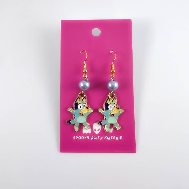 Blue Dog - Hand Beaded Earrings for wholesale by Spooky Alien Kweenie