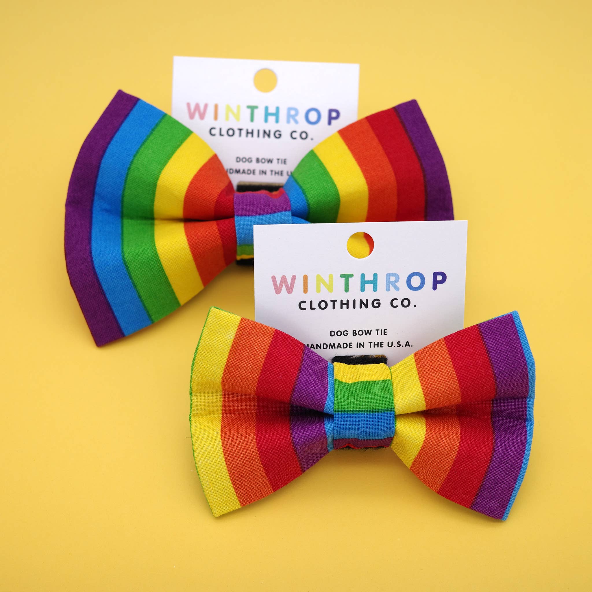 Winthrop Clothing Co. – wholesale Pet bow tie – Dog – Rainbow Stripe Dog Bow Tie 0