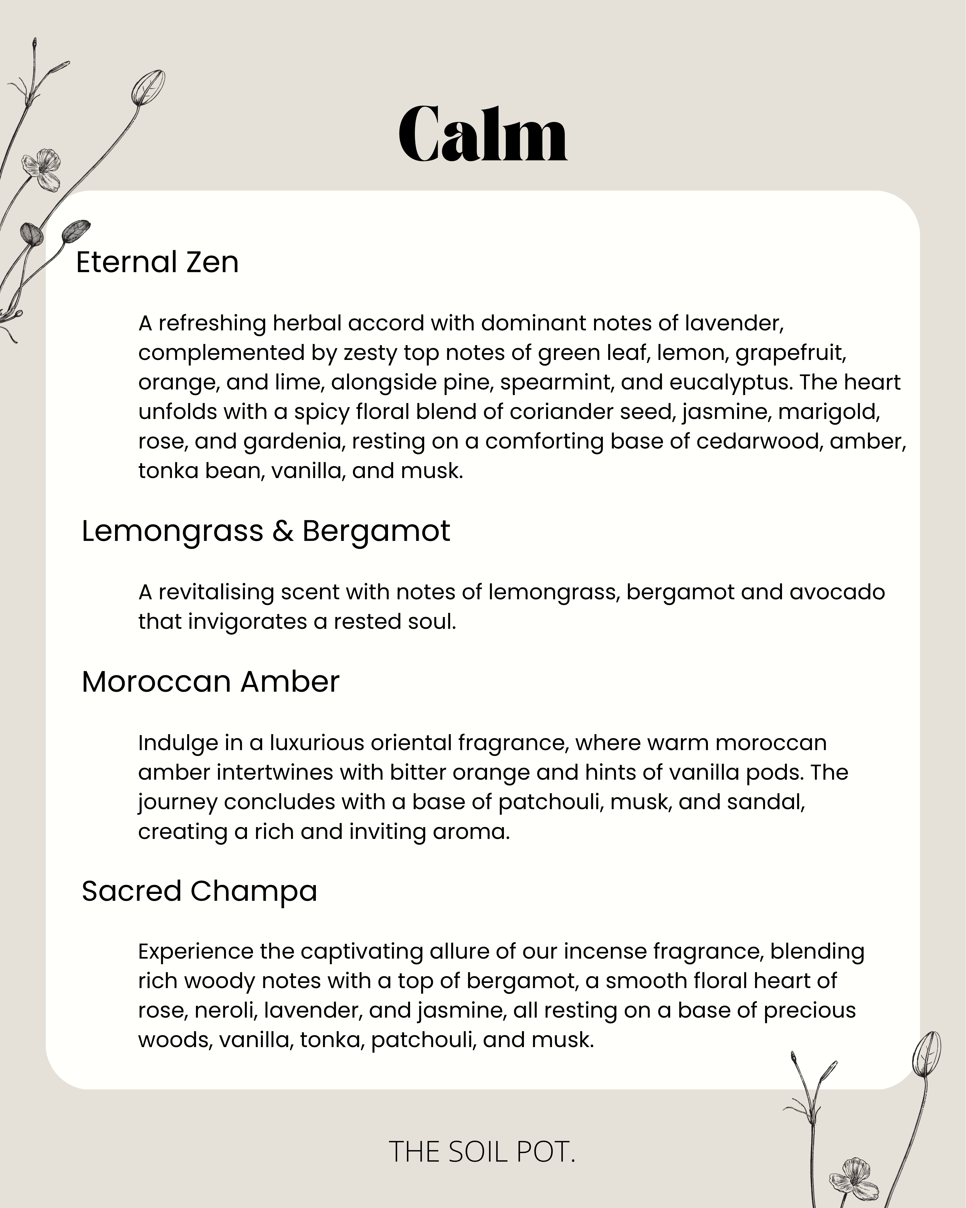 The Soil Pot – wholesale Wax melt – Calm wax melt gift set, Botanical wax melts gift box1