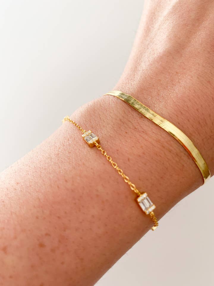 18k Gold Plated Herringbone Bracelet for wholesale by Arlowe & Jade