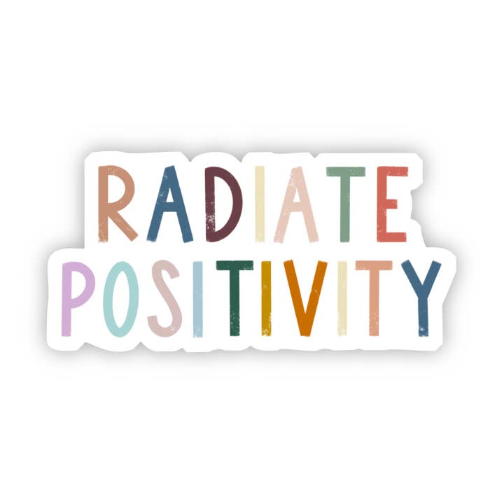 Radiate Positivity Multicolor Lettering Sticker for wholesale by Big Moods