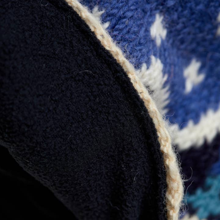 By Many Hands - Wholesale Mittens - Women's - Alpine Villa Blue Embroidered Knit Convertible Mittens