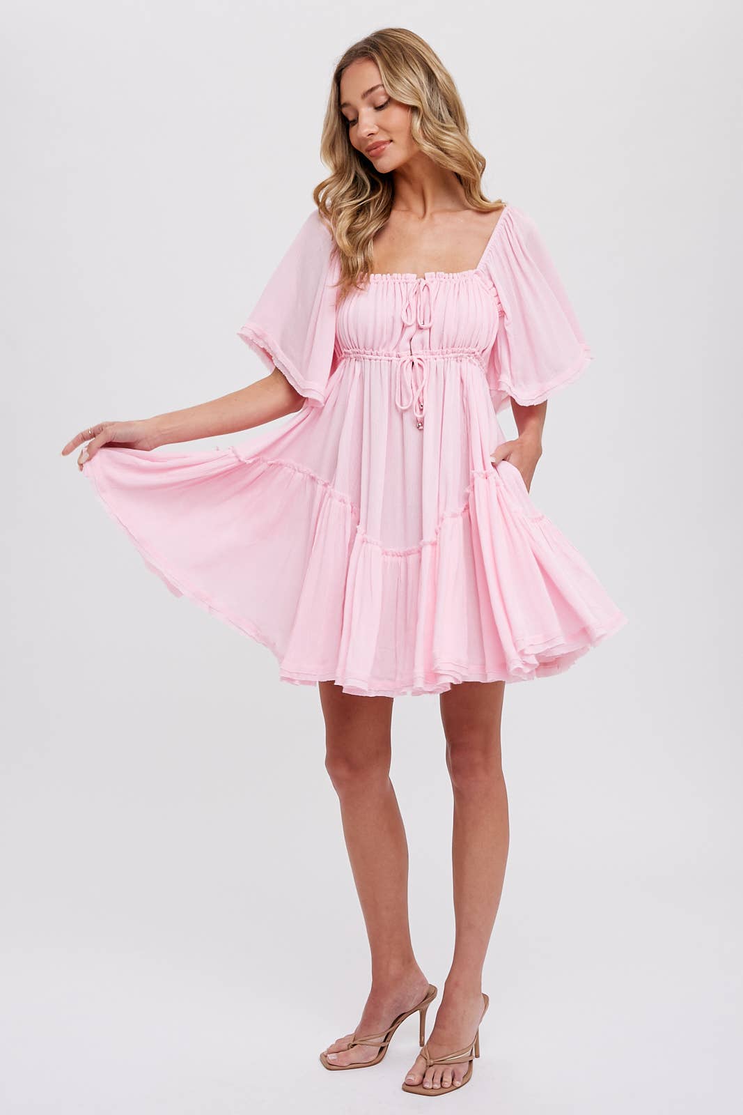 Bluivy - Wholesale Dress - Women's - RUFFLE HEM  RUCHED MINI DRESS1