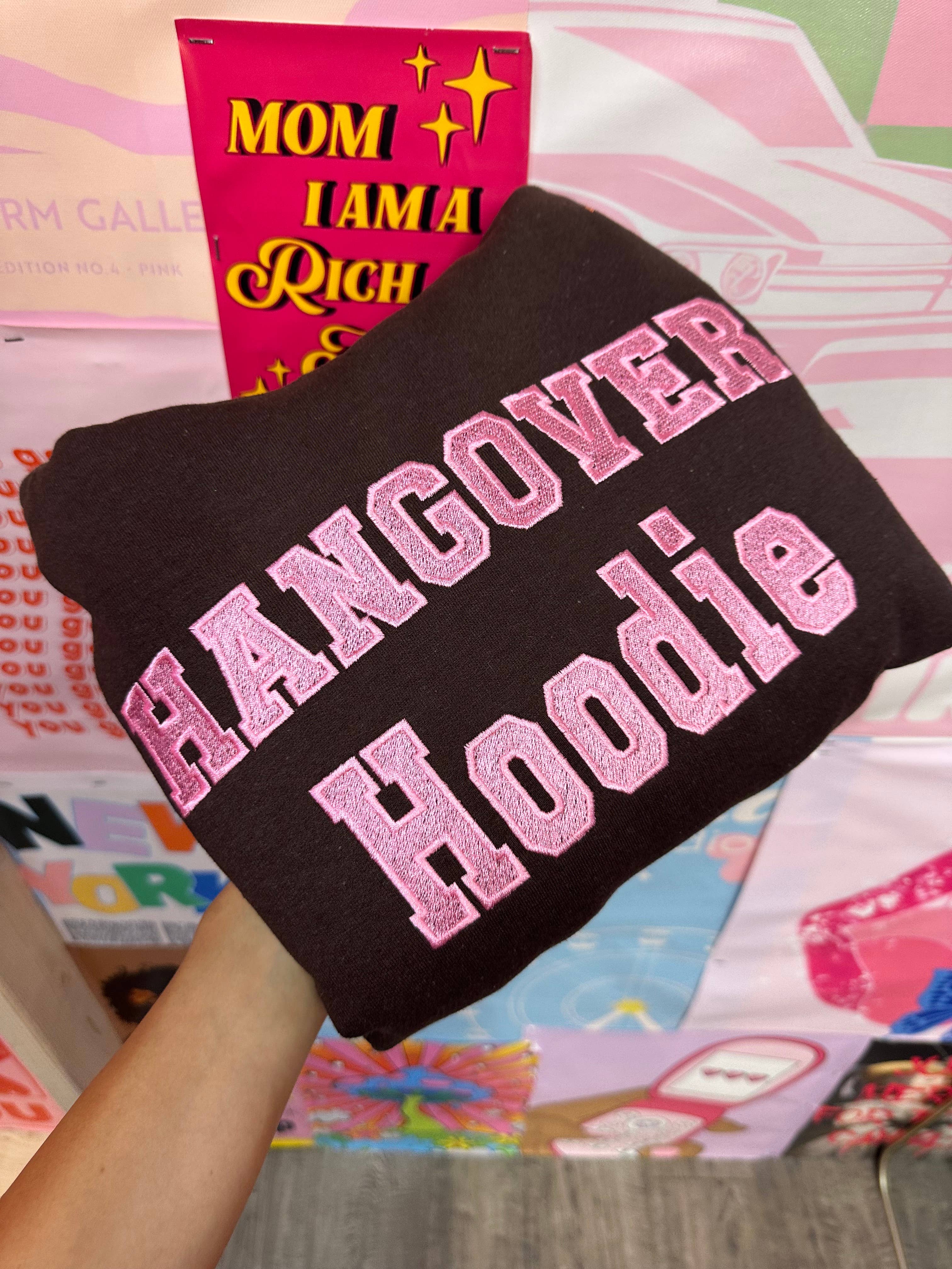 Happy Hour – wholesale Hoodie – Women's – Hangover Hoodie-embroidery Brown With Pink3