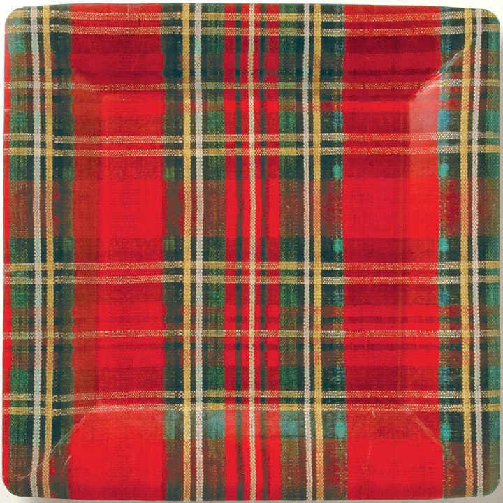 Boston International - Wholesale Disposable Plate - 10" Square Paper Plates Pack of 8 Classic Check square