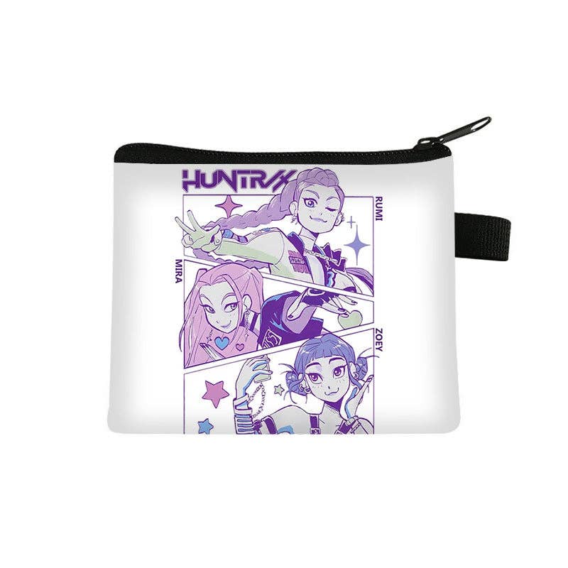 Auraquise - Vente Porte-monnaie – enfant - Porte-monnaie Mini Imprimé Anime Chasseurs de Démons K-Pop Porte-clés & Cartes Portable Petit Portefeuille Mignon14